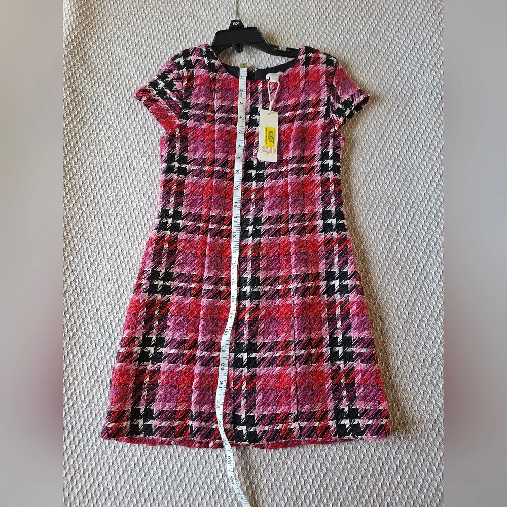 GB Girls Pink Red and Black Plaid Dress